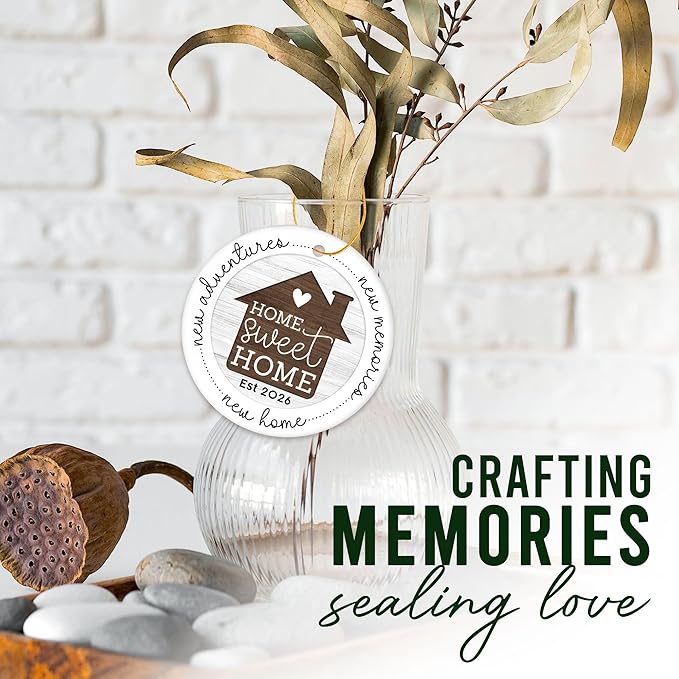HEXMOZ New Home Gift Ideas - New Home Ornament 2026 - Best Housewarming Gifts 2026 - House Warming Gifts for Owners, Couples, Men, Women - First House Ornament, Our First Christmas Ceramic Keepsake