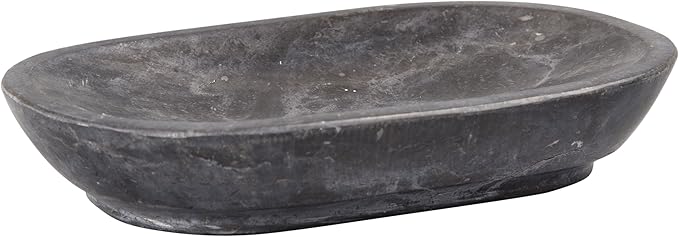Luxury Hand-Carved Natural Charcoal Marble Soap Dish Heavy-Duty, Plastic-Free, Artisan Crafted for Bathroom Kitchen Countertop Organization, 3.8 x 5.8 x 0.9 H Inch