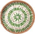YANGQIHOME Round Serving Tray With Decorative Mother of Pearl Inlay, Rattan Wicker for Home Decor, Table Decor, Gifts, Dining, Woven for Food, Fruit, Coffee, 11.8 Inch