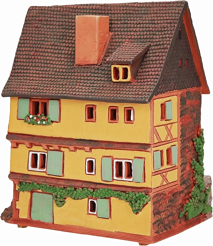 Ceramic Art Tealight Candle Holder Room Decoration Handcrafted Collectible Miniature Aroma Light House Plönlein, Rothenburg, Germany C260