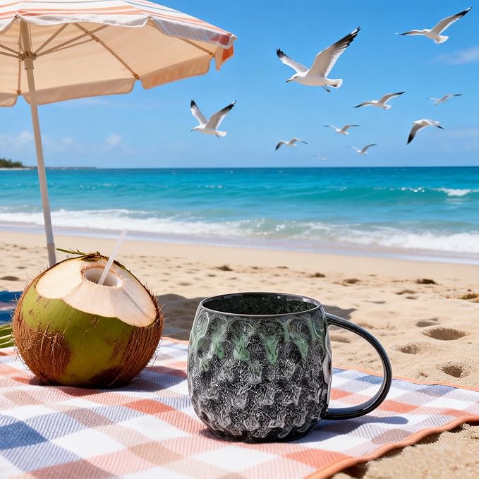 20oz Large handle Ceramic Coffee Mug, Handmade Glaze Color Changing Mug with Easy-Grip Handle, Unique Handcrafted Tea Cup for Home, Office, Gift Giving (cyan)