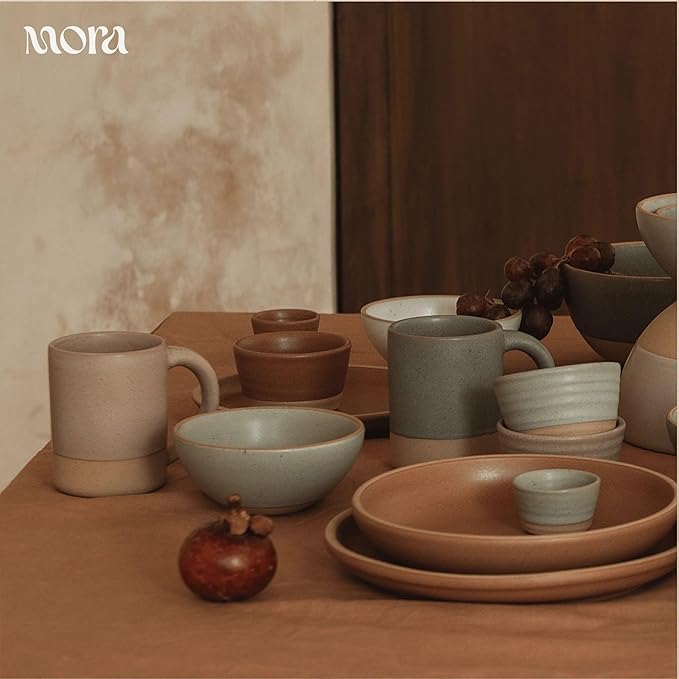 Mora Mini Ramekins Set of 4, 8oz Ceramic Pottery Baking Dishes - Microwave, Oven and Dishwasher Safe - Terracotta