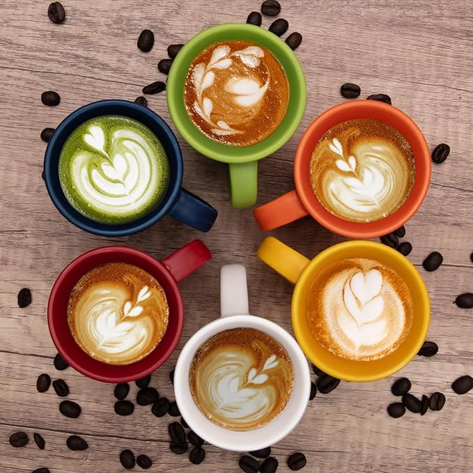 4.2 oz Espresso Cups Set of 2, Ceramic Coffee Mugs Demitasse Cups, Small Espresso Mugs for Shot of Coffee, Tea Cups with Handles, Gift for coffee Lovers