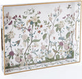 Serving Tray with Handles, Rectangular Plastic Tray 15.75x11.81 Inch, Floral Art with Peony, Hydrangea, Magnolia & Magpie Style Decorative Tray for Kitchen, Dining Table, Vanity, Office & Home