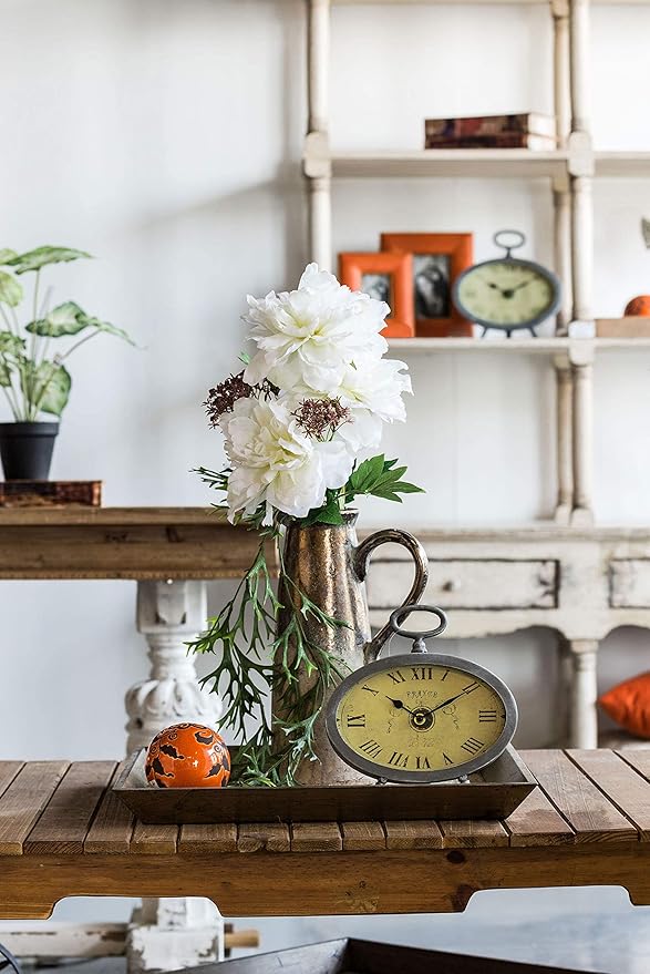 A&B Home Decorative Orbs - Table Centerpieces Set of 6 Ceramic Sphere Ball with Flat Side Orange Pattern, 4 inch