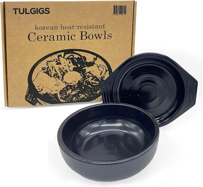 Korean Cooking Ceramic Bowls(7.6'') Dolsot with Trivet Sizzling Hot Pot for Bibimbap,Double Glazed Soup Dish Heat Resistant Stew Stone Basins