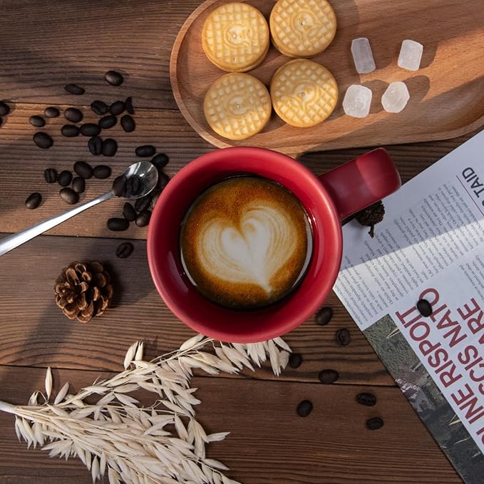 4.2 oz Espresso Cups Set of 2, Ceramic Coffee Mugs Demitasse Cups, Small Espresso Mugs for Shot of Coffee, Tea Cups with Handles, Gift for coffee Lovers