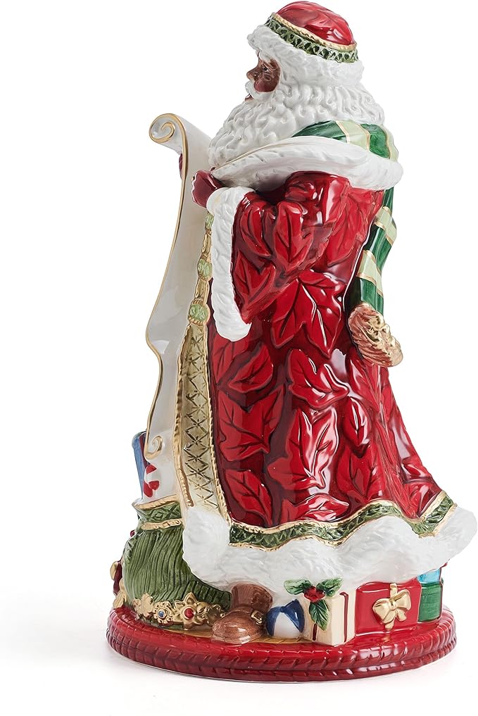 Fitz and Floyd Studio Holiday Home African American Santa Ceramic Figurine, 13 inch