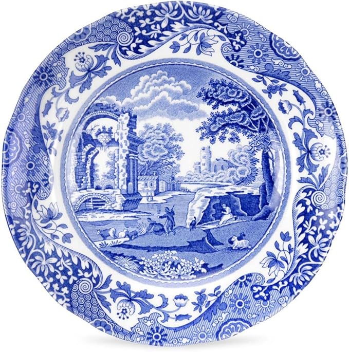 Royal Worcester Spode Blue Italian Bread and Butter Plate | Dessert and Appetizer Plate | Round Blue and White Plate | 6.5 Inch | Dishwasher and Microwave Safe | Made in England