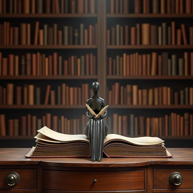 Black Abstract Sitting Figurine with Gold Butterfly – Modern Resin Sculpture for Shelf, Desk, Living Room & Office Decor, Minimalist Shelf Sitter Statue for Home Decoration