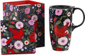 Topadorn Ceramic Travel Mug Cardinal Bird Porcelain Latte Tea Cup Coffee Mug with Matched Box, 17oz.