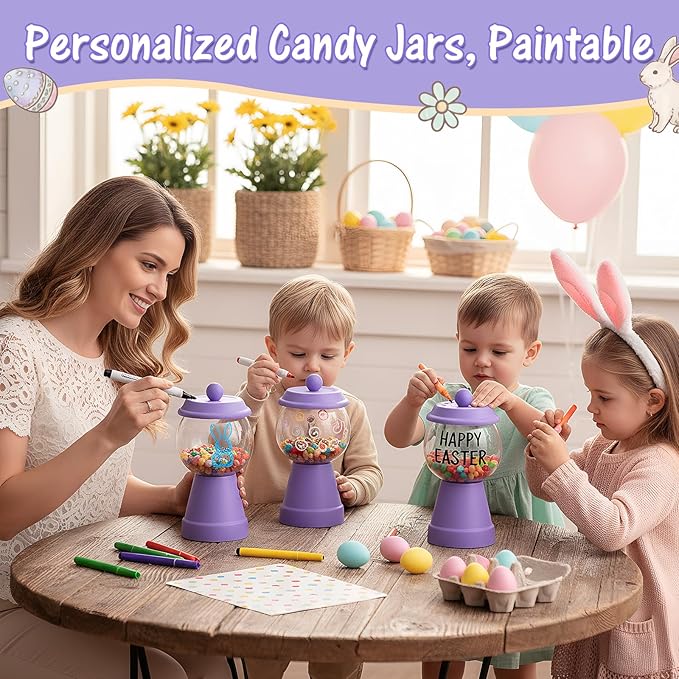 Thyle 27 oz Plastic Candy Jar with Lid Ceramic Candy Jar Food Storage Container for Easter Wedding Party Centerpieces DIY Gifts Game Table Ornament Holder Treats(Purple)
