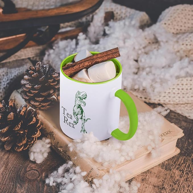 3dRose Tea Rex. 11oz Two-Tone Green Mug