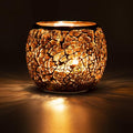 Scented Candle Holder Mosaic Glass Tea Light Holder,Handmade Romantic Glass Tealight Candle Holder for Aromatherapy,Party Décor(NO Candles),Also Used as Vase,Pen Holder,Potted Plants Bowl (Amber)