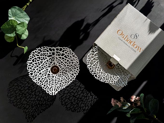 OShadow Leaf Candleholder - Candle Sticks Holder Decor for Coffee Table Decor - Decorative Candle Holders for candlesticks - Flower Shaped Candle Holder - Taper Candles - Leaf Decor for Shelf Decor