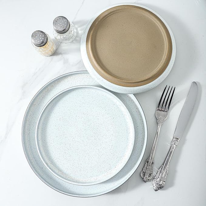 Hasense Ceramic Dessert Plates Set – 8 Inch Premium Proclaim Dishes, 4 Piece Greyish White Plates Set Ideal for Serving Dessert, Snack or Vegetable, Dishwasher Safe and Microwave Safe for Daily Dining