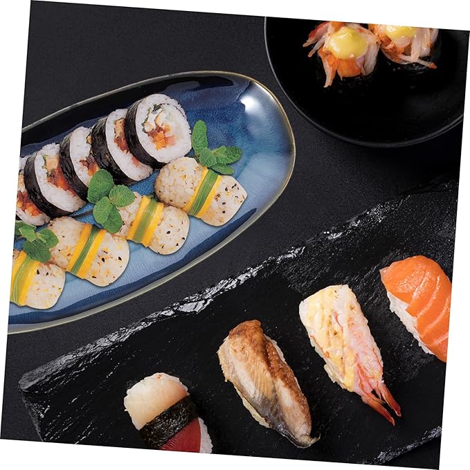 ABOOFAN Ceramic Sushi Plate Blue Large Serving Dish for Home Restaurant Elegant Fish and Fruit Tray for Sushi Snacks and Decorative Display