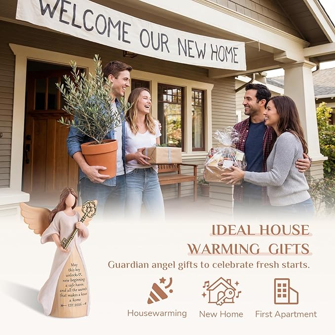 Housewarming Gifts New Home: House Warming Gift for Women Friend Homeowner - Guardian Angel Figurines for New Apartment Party Decorations Entryway Table Decor Ideas