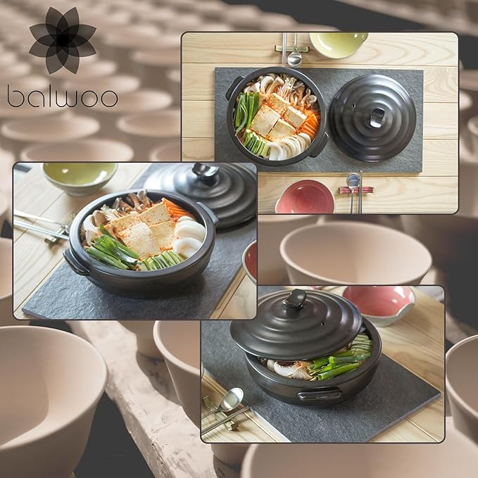 [Petalite Mineral, Family-size] Korean Earthenware Pot Ttukbaegi,2600ml, 88oz Ceramic Clay Cooking Pot Casserole, Heat Resistant Ceramic Pot, Zero-Crack Stone Bowl Stockpot Soup Cookware