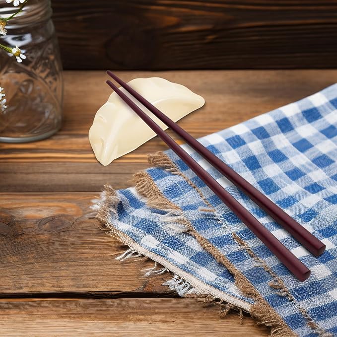 12pcs Ceramic Chopstick Holder, White Chopstick Rest, Realistic Dumpling Shaped Stand for Spoon Fork Knife, Porcelain Utensil Rack for Home Restaurant Table Decor, Unique Asian Dinnerware Accessory