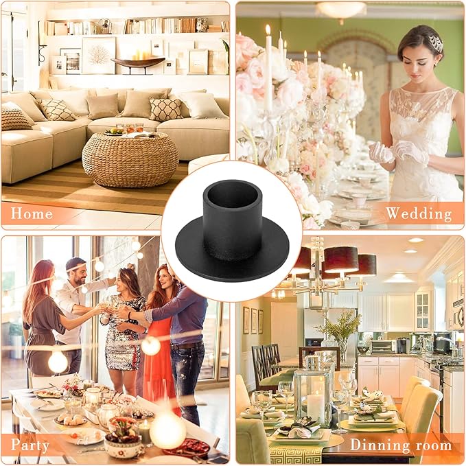 12 Pcs Black Candle Holders Sets Vintage Candlestick Holder Table Centerpieces Farmhouse Decor for Home Dinning Wedding Party Anniversary Housewarming Gifts