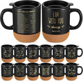 12 Set Christian Mugs Mothers Day Gifts Bulk Ceramic Coffee Cups with Bible Verses Religious Gifts for Church Office Women Men Employee Coworker Appreciation Mugs, 15 oz (Black)