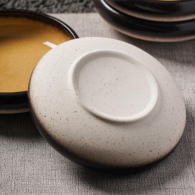 Uaral Japanese Salad Plate,Plates and Bowls Set,Stoneware Dish Set,Appetizer Plates Set of 4,5.5inch,14oz(Crack Green)