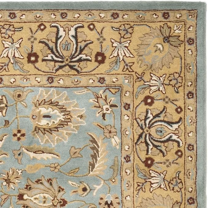 SAFAVIEH Heritage Collection Area Rug - 9' x 12', Blue & Gold, Handmade Traditional Oriental Wool, Ideal for High Traffic Areas in Living Room, Bedroom (HG958A)