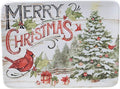 Evergreen Christmas 16x12 Rectangular Serving Platter with Santa & Tree Design – Festive Holiday Ceramic Tray for Roasts, Cookies, Charcuterie, and Holiday Entertaining – Set a Merry Table