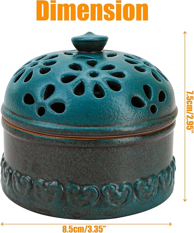 Peacock Blue Garlic Keeper for Counter Small, Ceramic Storage Jar & Garlic Holder for Friends Who Like Cooking, Garlic Container Saver for Kitchen, Keep Your Garlic Cloves Fresh Longer, 3-Inch