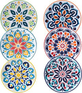 LEHAHA Porcelain Appetizer Plates Set of 6, 6 Inch Small Ceramic Dessert Plates, 6-Piece Floral Round Plates for Salad, Appetizer, Snack, Microwave & Dishwasher Safe