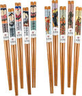 10 Pairs Reusable Bamboo Chopsticks, Samurai&Semo Pattern Natural Bamboo Wood Chopsticks, 8.8Inch/22.5cm Polybag packing by LANHUTHS