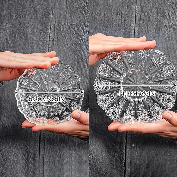 kanpura Dessert Plates 5.5 Inch Glass Plates Set of 6 Small Decorative Salad and Dessert Plates Clear Glass Dinner Plates for Appetizers, Salads, and Small Meals