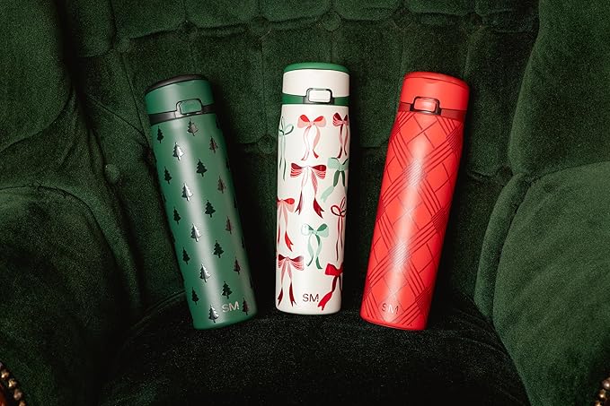 Simple Modern Mesa Loop | Christmas Water Bottle with Straw | 30oz Cup Holder Friendly Insulated Stainless Steel Bottles for Travel, School | Holiday Gifts for Women Men Her Him | Holiday Flannel