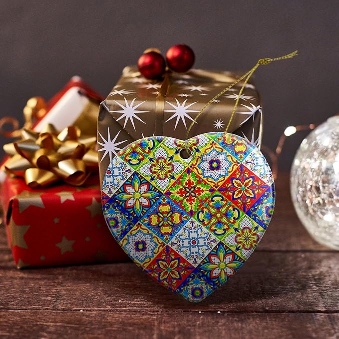 Christmas Ornaments 2025,Mexican Talavera Ornaments for Christmas Tree Holidays Ornaments Decorations,adornos de Navidad Ceramic Ornaments Xmas Gifts Idea for Home Decor
