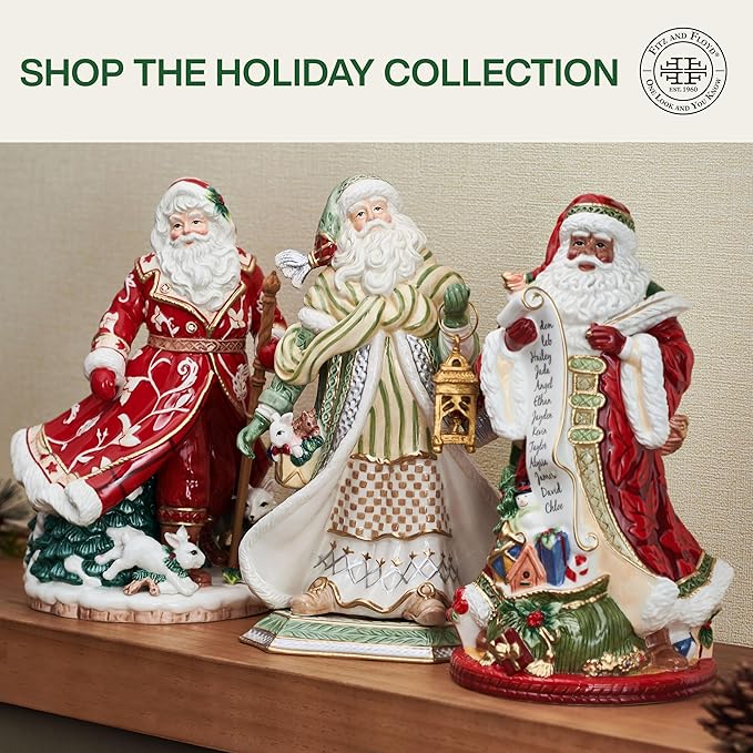 Fitz and Floyd Studio Holiday Home African American Santa Ceramic Figurine, 13 inch