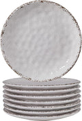 Farmhouse Melamine 6 Inch Appetizer plate, Small Serving Dinnerware/Snack/Party/Kitchen/Dinner/Dessert Plates, Set of 8, White