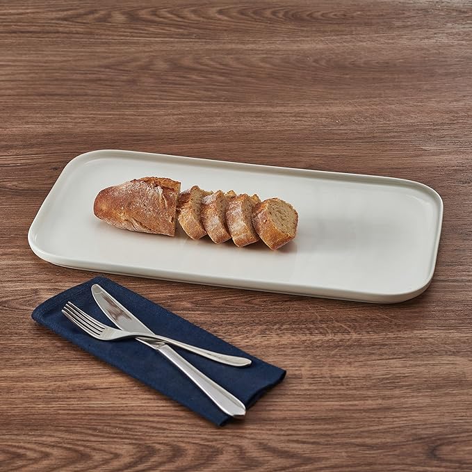 Mikasa Samantha Rectangular Bone China Lightweight Chip Resisant Serving Tray, 15.85 Inch, White