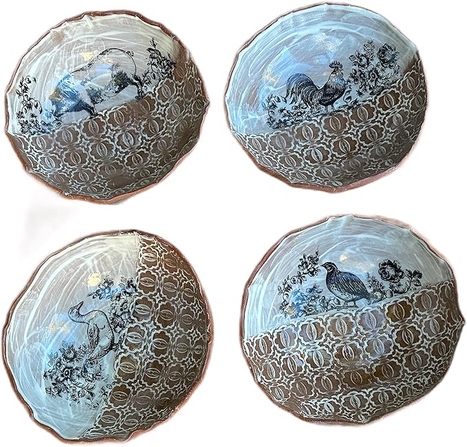Ceramic Bowl Set of 4, Handmade Pottery Dinnerware, Housewarming Gift for Women, Men, Couples
