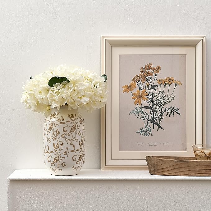 SIDUCAL Ceramic Vintage Vase, 8.78 Inch Chinoiserie Floral Vase, Retro Ice Cracked Rustic Farmhouse Vases for Home Decor, Living Room, Bookshelf, Office, Tuscan Decor, Brown Floral Pattern