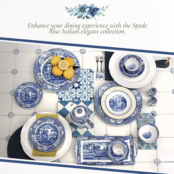 Royal Worcester Spode Blue Italian Bread and Butter Plate | Dessert and Appetizer Plate | Round Blue and White Plate | 6.5 Inch | Dishwasher and Microwave Safe | Made in England
