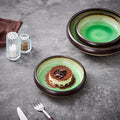 Ceramic Dessert Plates Set of 4, 6 Inch Mini Appetizer Plates Set, Stoneware Small Plate Set for 4, Handmade Round Dishes for Home Decor, Microwave,Oven,and Dishwasher Safe, Green