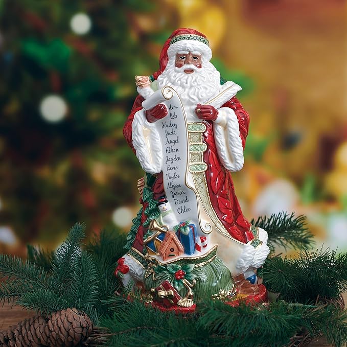 Fitz and Floyd Studio Holiday Home African American Santa Ceramic Figurine, 13 inch
