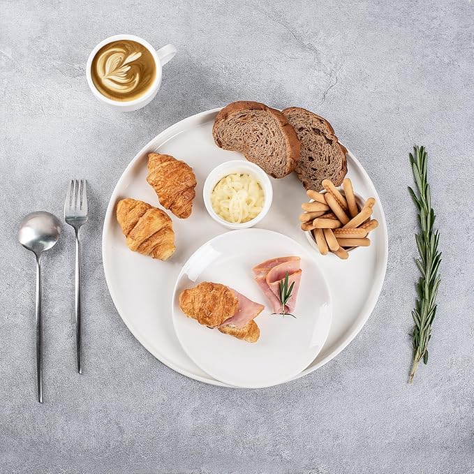 12" Ceramic Serving Trays, 3 Packs Round Serving Platters, Platters for Serving Food, Appetizer, Charcuterie, Snack, Dessert, Serving Dishes, Serving Trays for Entertaining, White
