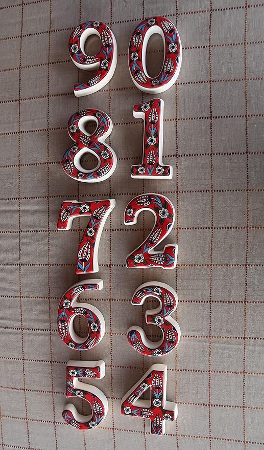 Large Ceramic Housewarming Sign Ceramic Address Plaque House Numbers Sign Door Personalized Coloured Decorative Hand Decoratede Housewarming Gifts Tulip Design 12 * 9 cm (Red, 0)
