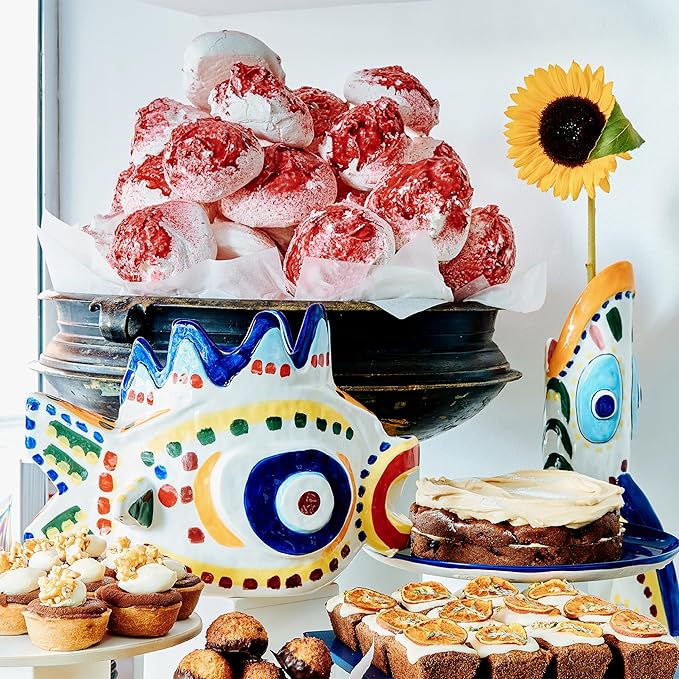 Serax Flower Vase | Sicily by Ottolenghi | Colorful Fish Stoneware Home Decor Living Room for Coffee Table, Kitchen Decorations | Modern Entryway Table Decor or for Shelves | Unique Centerpiece Vases