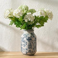 SIDUCAL Blue and White Vintage Vase, 9.4 Inch Ceramic Chinoiserie Floral Vase, Retro Ice Cracked Blue and White Porcelain for Home Decor Centerpieces, Living Room, Bookshelf, Office
