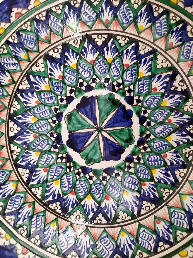 Blue Decorative Handmade Uzbek Plate 9 Inch (23 cm) Clay Uzbekistan Pottery Uzbek Wall Art