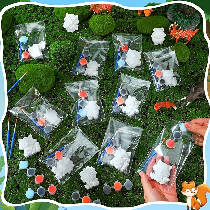 Simgoing 20 Set Jungle Animals Ceramic Painting Kit DIY Ceramic to Paint Your Own Safari Animal Figurines Unpainted Plaster Arts and Craft for Adults Holiday Birthday Party Favors