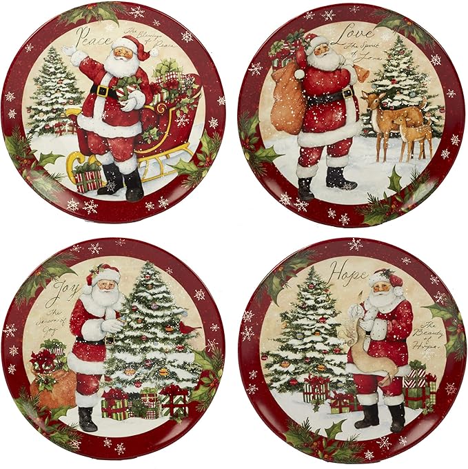 Certified International 89127 Holiday Wishes 16 piece Dinnerware Set, Set of 4, One Size, Mulicolored